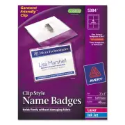 Avery Badge Holder Kit w/Laser/Inkjet Insert Top Load 3 x 4 White 40/Box 5384