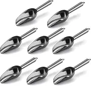 Mini Ice Scoop Set of 8, 3 Ounce Platinum Black Stainless Steel Scoops for Candy/Flour/Sugar, Small Metal Scoops for Party/Canisters Jars/Kitchen Bar/Ice Maker, Rust Proof & Dishwasher Safe