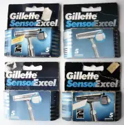 4X PACKS VINTAGE 90'S GILLETTE SENSOR EXCEL 20X CARTRIDGES NEW SEALED NOS !