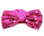 GLITTER SEQUIN BOW TIE Costume Fancy Dress Dance Fancy Shiny Party Bowtie - Hot Pink