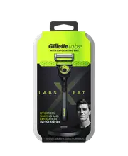 GilletteLabs X Pat with Exfoliating Bar Razor with Blades Refill 5 Pack & Travel Case