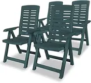 Green Plastic Reclining Garden Chairs, 4-Piece Set for Outdoor Patio Bistro Furniture, Foldable Weather-Resistant Seating for Balcony Dining
