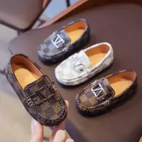 在飛比找蝦皮購物優惠-男童英倫風豆豆鞋新款韓版格子小皮鞋休閒單鞋童鞋LV同款兒童皮