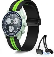 [Stanchev] Bands for Moonswatch Watch,20mm Soft Silicone Strap Compatible with Omega x Swatch MoonSwatch Speedmaster Watch,Quick Release Magnetic Buckle Waterproof Replacement Strap for Swatch Omega Men Women