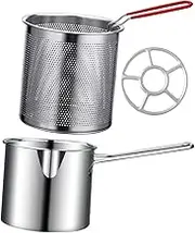VERDANVERSE 1Set Mini Deep Fryer Pot with Fry Basket Stainless Steel Frying Kit for Chips Onion Rings and Chicken Heat to Use with Long Handle