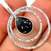 Natural Snow Flake Obsidian 925 Sterling Silver Pendant Jewelry P-1441
