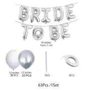 NNEOBA 63-Piece Silver White Bride To Be Balloon Set: Bridal Bachelor Party Decorations