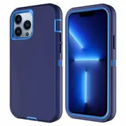 For Apple iPhone 13 Pro Max Case Drop Resistant Defender Tradies Heavy Duty Rugged Shockproof Tough Cover (Navy Blue /Blue)