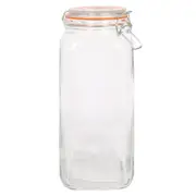 Argon Tableware Square Glass Jar with Clip-Top Lid - 2L