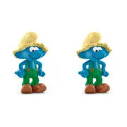 2x Schleich 2.2'' Farmer Smurf Action Figure/Figurine Kids/Child Play Toy 3-8y