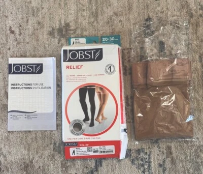 JOBST Relief Open Toe Thigh High Dot Band 20-30mmHg (Beige) Medium. Free Ship