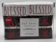 Rae Dunn Bed Sheet Set King Blessed Red Black Plaid 2 Embroidered Pillowcases