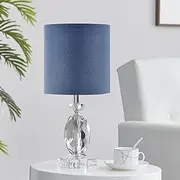 LeeZM Bedside Table Lamp for Living Room, Bedroom, Children Room Crystal Bedside Lamp Night Light Modern Bed Nightstand Lighting Reading Desk Lamps with Blue Weave Shade for Kids, Study, Office …