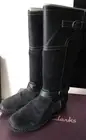 Clarks Womens Tall Whistle Woven Distressed Belted Boots Black Size 8.5M NWB