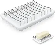 Ceramic Bar Soap Dish Holder,Ceramic Soap Dish,Say No to Mushy Soap, Easy Cleaning (White)