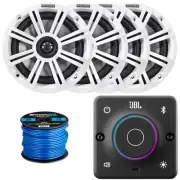 JBL AURA-BT-M Marine Receiver, 4x 6.5" 195W Coaxial Boat Speakers, Grilles, Wire