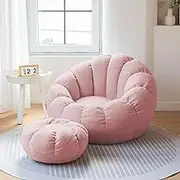 TOOPYW Bean Bag Chair Cover Premium Soft Teddy Fleece Fabric (No Filler) Lazy Sofa Cover for Kids Adults, Ultra Soft Filler Memory Foam Bean Bag Chair Cover,Pink