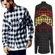 Urban classics - FLANNEL Plaid BASIC lumberjack shirt Black/Red L