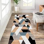 Carpet Runners for Hallways Non Slip Long 100cm 1.5m 2m 250cm 300cm 4m 5m 6m Modern Geometric Rugs Long Hall Runner Narrow Rug for Kitchen Entryway Corridor(3.9ft×14.8ft/120×450cm)