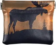 [YXYZRMY] PU Leather Squeeze Coin Purse Night Moose Moon Forest, Coin Pouch Change Holder for Women Men, Mini Portable Cosmetic Bags for Women, Multi-colored, one size, Multi-style, Multi-colored, one