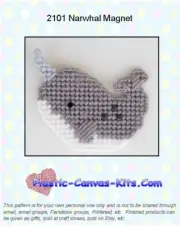 Narwhal Magnet - Plastic Canvas Pattern or Kit