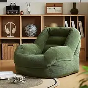 Corduroy Bean Bag Cover (No Filler) Washable Soft Sofa Cover Bean Bags Storage Solution Lazy Sofa Beanbag Chairs for Adults Living Room Bedroom(Dark Green,Single Cover)