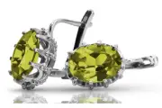 Russian style Vintage 925 Silver peridot earrings vec079s