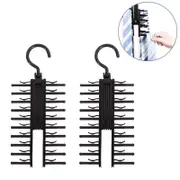 Catzon Tie Rack Holder Rotatable Organizer and Storage Rack 2 Pack -Black