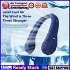 LF# 4000mAh Summer Air Cooler Outdoor Travel Leafless Hanging Neck Fan (Blue)