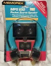 Vintage Walkman Memorex MPS 650 Stereo Mini Speaker 2-1/2” 3.5mm Jack BRAND NEW