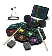 Ficcug Electronic Drum Set, 9 Pads Portable MIDI Roll Up Drum Kit