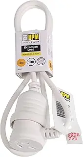 HPM Household Duty Piggy Back Extension Lead White 1m