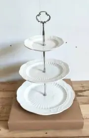 French Provincial White 3Tier Porcelain Cake Stand Serving Ceramic Plate - Coco