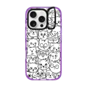 iPhone 16 Pro Impact Ring Stand Case MagSafe Compatible Cats Selfies Black & White