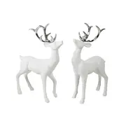 Resin White Silver Antler Deer 2 Assorted 45cm