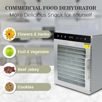 Hakka Food Dehydrator 10 Tray for Meat Fruit Jerky Dryer Blower Machine 800W