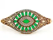 Ottoman Empire Style 10CT Treated Emerald 925 Sterling Silver Bracelet PT1