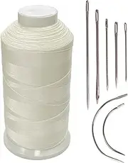 Bonded Nylon Sewing Thread 1500 Yard Size #69 T70 Color White for Outdoor Leather Bag Shoes Canvas Upholstery with Sewing Needles Kit