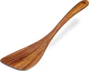 Wooden Spatula Nonstick Turner Acacia Wood, Right Long Handle Flat Frying Spatul