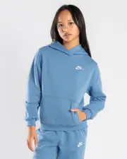 [Nike] Nike Girls' Club Hoodie in Blue Beyond/White Size XL XL Blue Beyond/White