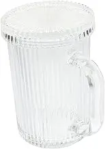 Glass Beverage Mug with Lid Portable Drinking Cup for Tea Coffee and Water Elegant Transparent Design Easy to Clean Strong Structure for Home and Office Use