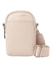 [Mocha] Tessa Phone Crossbody Bag in Ecru