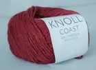 Knoll Coast yarn, 55% Lambswool & 45% Cotton, 6 x 50g balls in Rosehip (red)