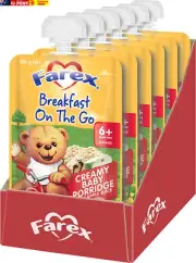Farex 6+ Months Creamy Baby Porridge Breakfast on the Go Baby Food Pouch No Arti