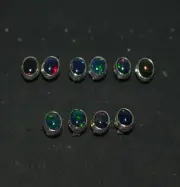 WHOLESALE 5PR 925 SOLID STERLING SILVER BLACK ETHIOPIAN OPAL STUD EARRING LOT y4