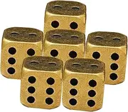 Milisten 6Pcs Solid Brass Dice Sided Dice for Table Games Parties and Bars Vintage Design for Math Teaching and Fun Activities for Gatherings and Home
