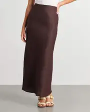 [Jag] Jag Women's Tia Bias Linen Skirt In Dark Chocolate Brown Size 12 12 Brown