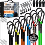 Carabiner Bungee Cords with Hooks - Bungie Cords Heavy Duty Outdoor - 28Pk Assor