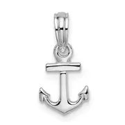 Sterling Silver De-Ani Rhodium-Plated Polished 3D Mini Anchor Pendant