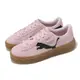 Puma 休閒鞋 Suede Platform Cutout Wns 女鞋 粉 黑 麂皮 大LOGO 微厚底 39723305